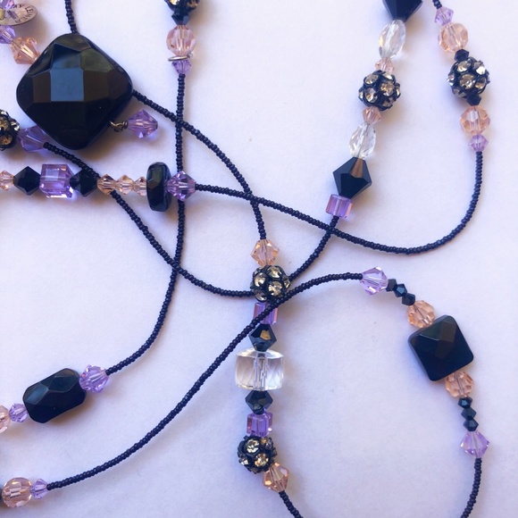 AMY LEINER Long Beaded Lariat Swarovski Crystals - Picture 5 of 7